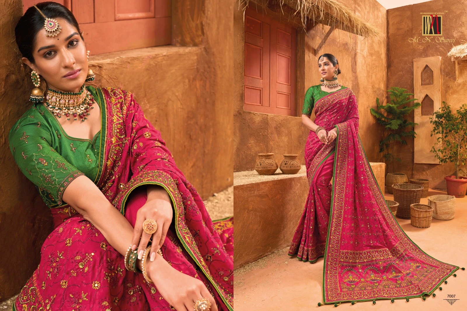M.N 7000 Series Banarasi Silk Wholesale Designer Sarees Catalog — Wholesale Sarees, MPA wholesale from Surat — view 3